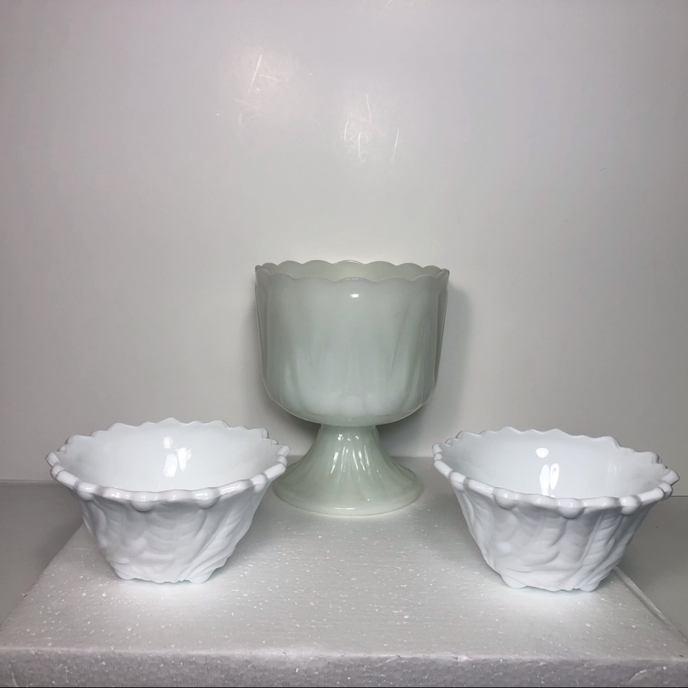 Vintage Milk Glass lot vase candle holders